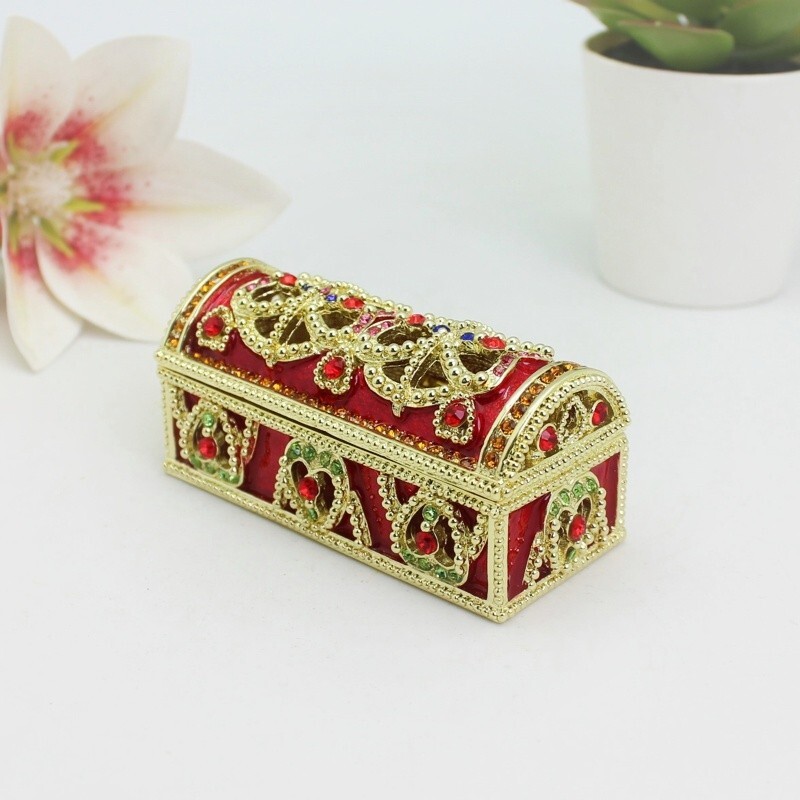 SHINNYGIFTS Hand Painted Jewelry Box Treasure Trinket Box  lipsticks Box(Red)