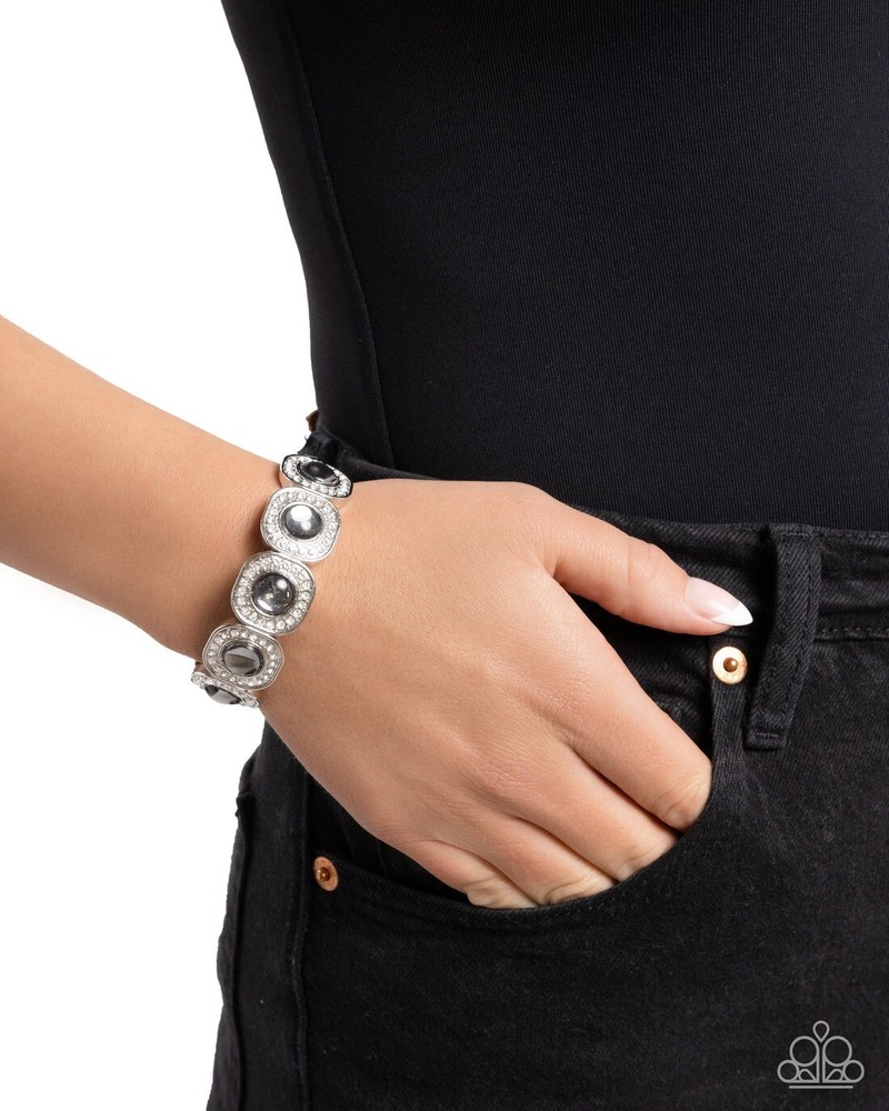 New Paparazzi Jewelry-Reflective Relic Stretchy Bracelet-Silver