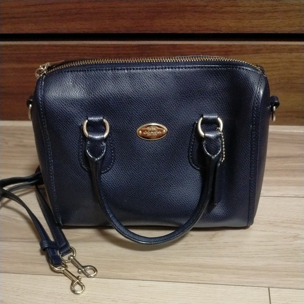 COACH 2way Shoulder Back Satchel Navy