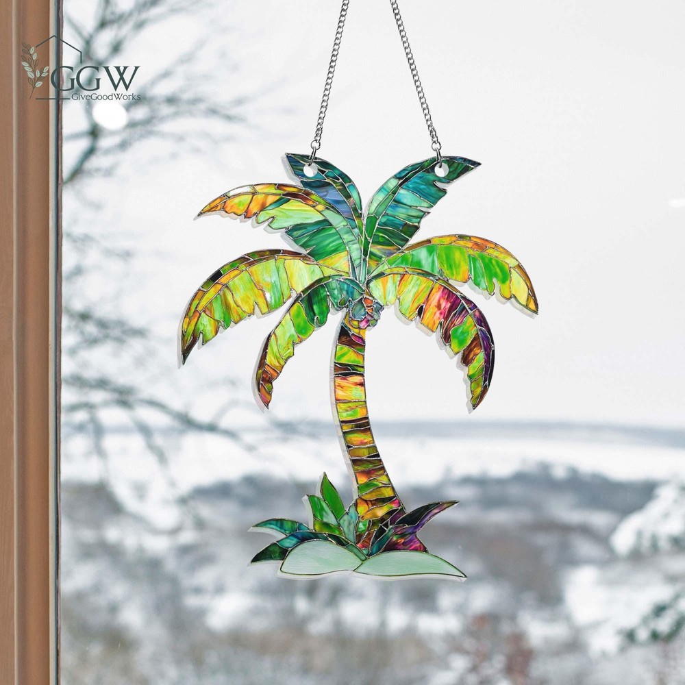 Palm Tree Acrylic Suncatcher Window Hanging Beach Decor Gift for Her