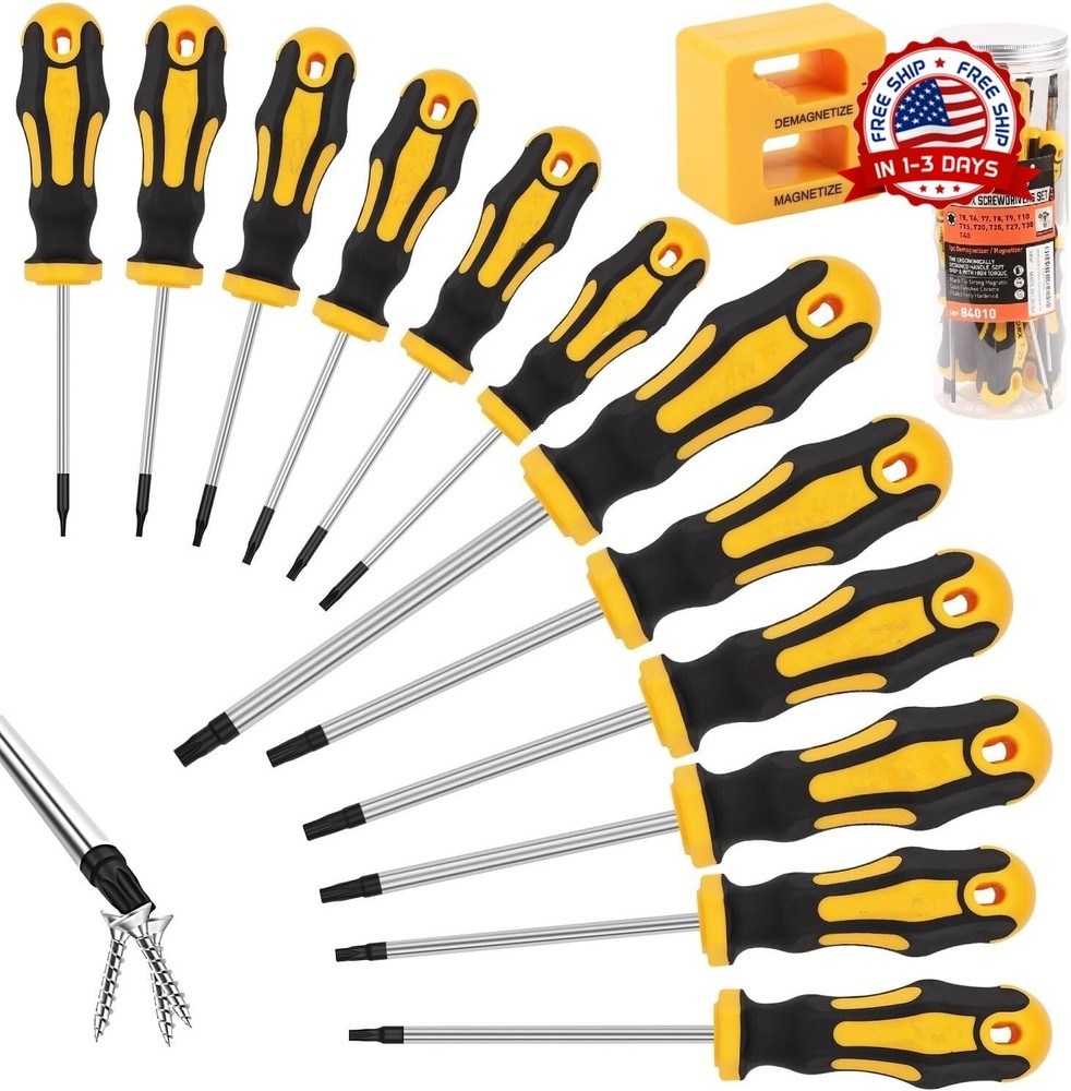 13-Piece Magnetic Torx Screwdriver Set Star Bits