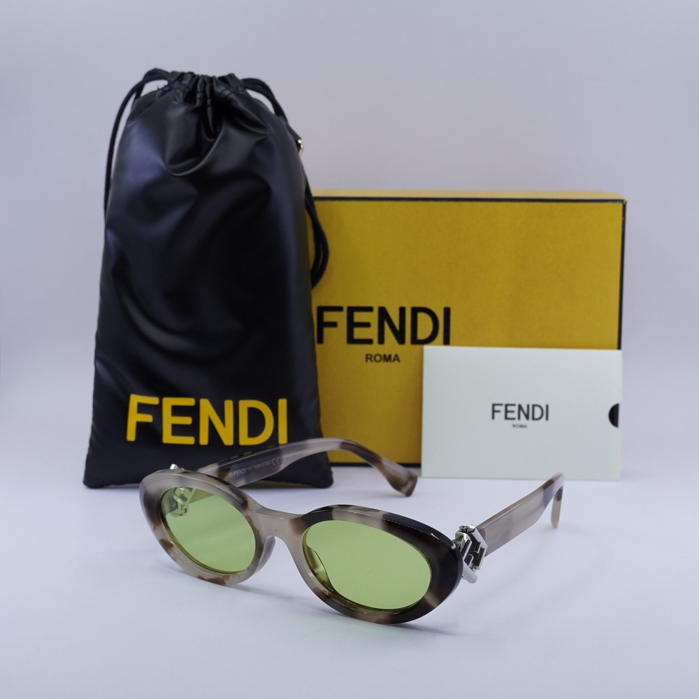 Fendi FE40140U Havana Green Sunglasses 53-18-135 Authentic New