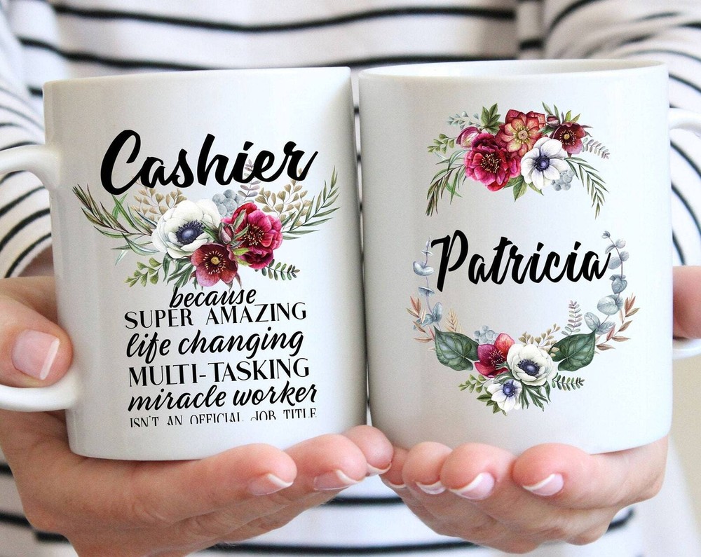 Personalized Cashier Gift Mug For Women L Thank You Appreciation Birthday