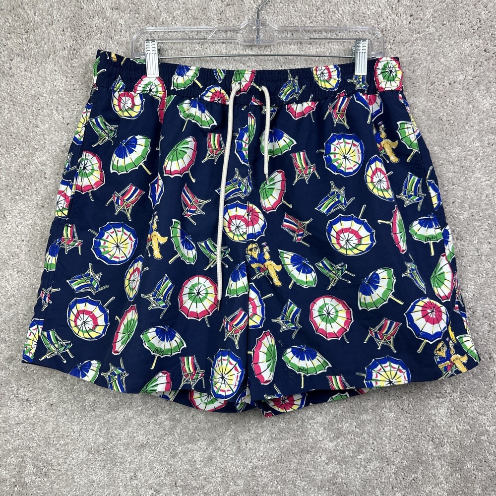 Polo Ralph Lauren Men's Swim Trunks Polo Bear with Beach Umbrellas Size XXL