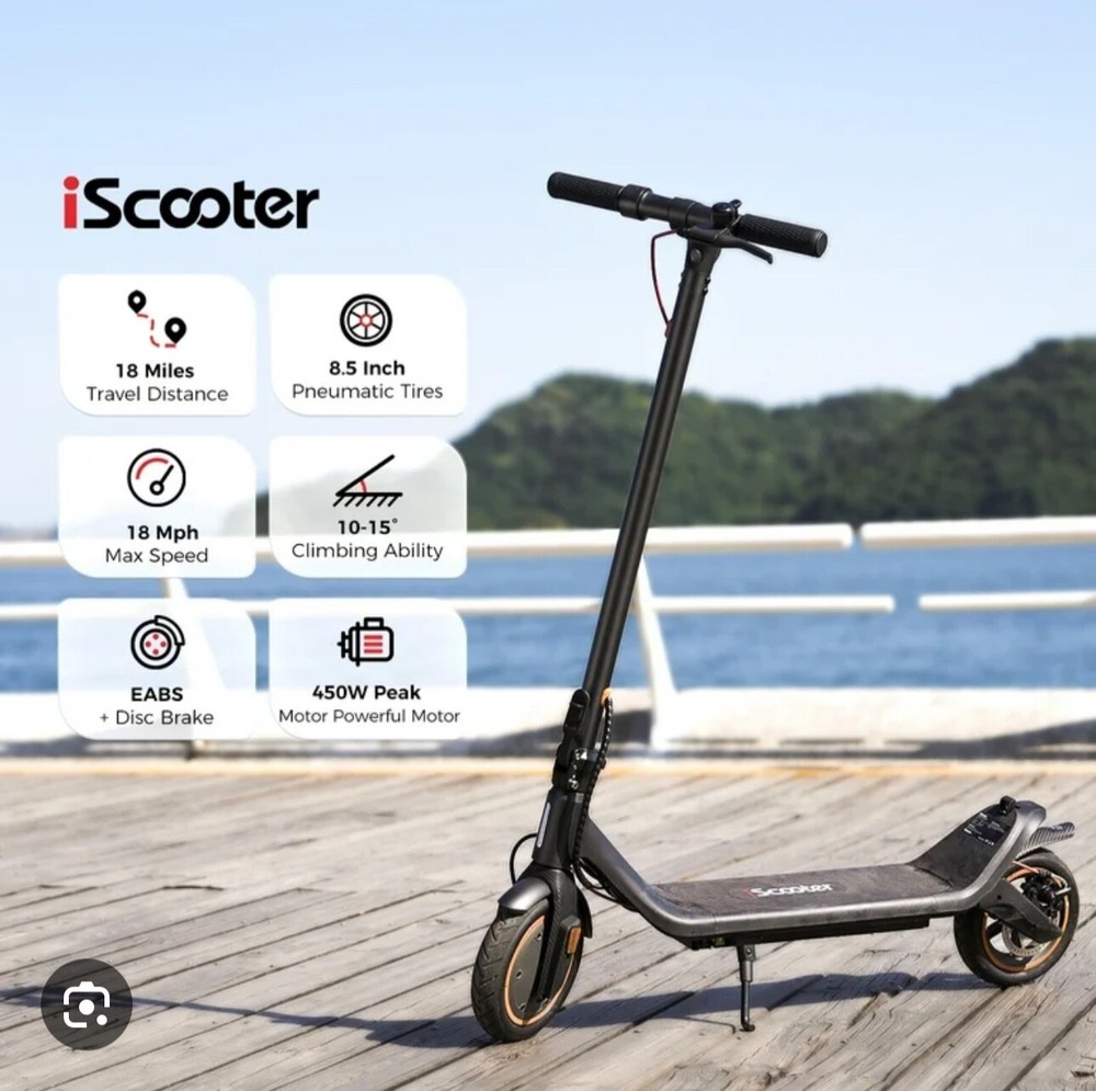 iScooter i8 350W Electric Scooter 15mph Max Speed Black Escooter O21159-1 JOO
