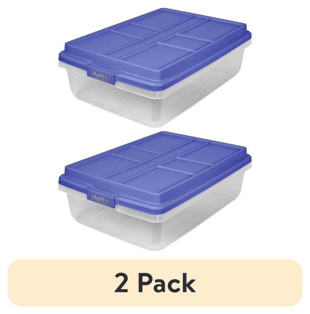 2-Pack 40 Quart Clear Storage Bin with Blue Hi-Rise Latching Lid