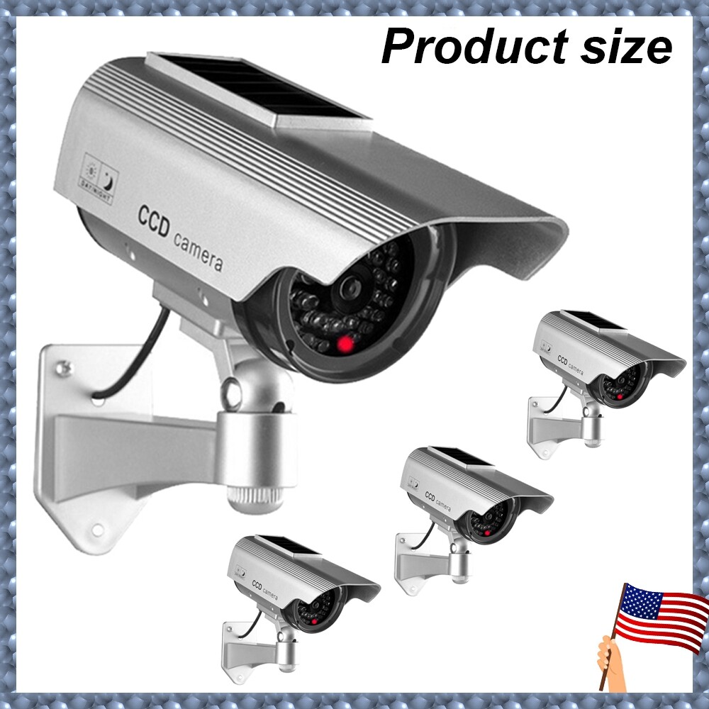 4X Solar LED Light Security Fake CCTV Cam Outdoor Garden Flashing red LED Light