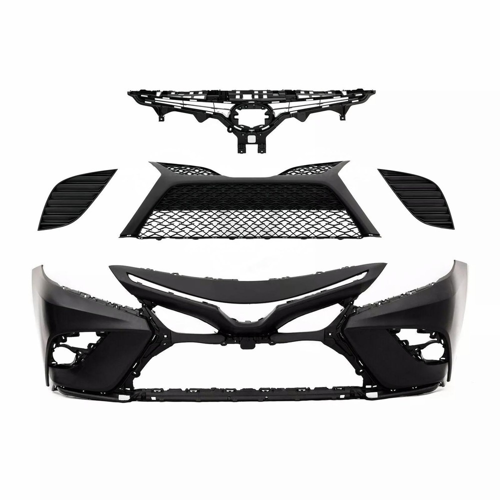 Front Bumper+Upper Lower Grille+Fog Light Cover For Camry SE 2018 2019 2020 5pcs