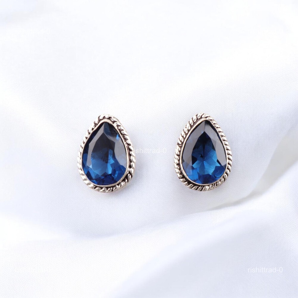 London Blue Topaz Gemstone Sterling Silver Anniversary Dads Cufflinks Jewelry