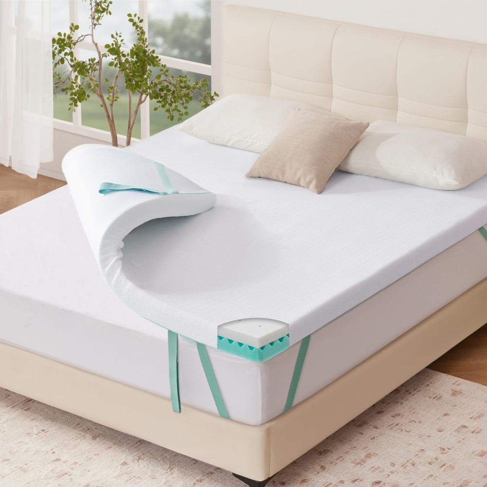 Eiayeebil Memory Foam Mattress Topper Queen, 3 Inch Mattress Pad for Pressure...
