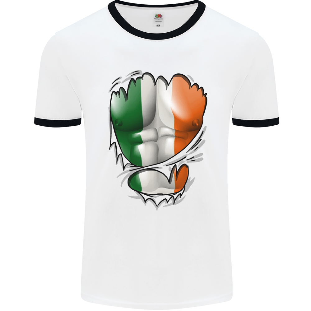 Gym Irish Tricolour Flag Muscles Ireland Mens Ringer T-Shirt