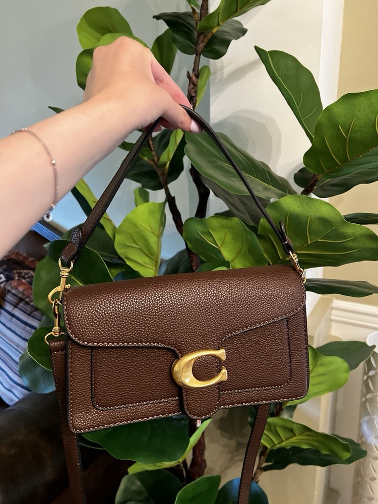 Coach Tabby Shoulder Bag in Black Pebble Leather with Gold Hardware & Crossbody Strap