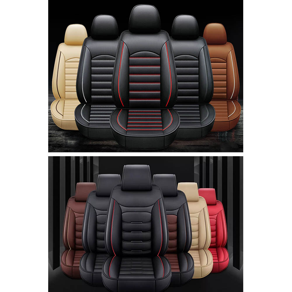 Luxury Waterproof Leather Car Seat Covers Full Set for 5 Seats Front & Rear