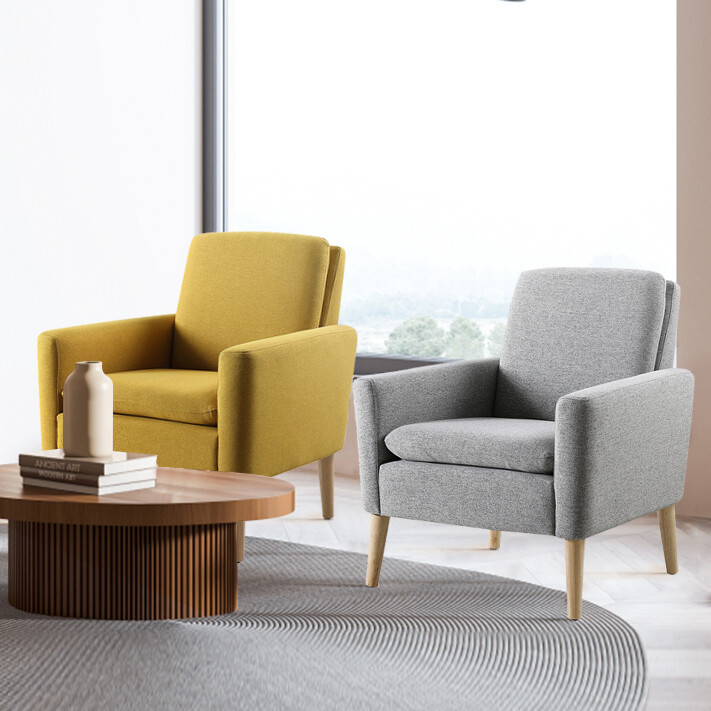 Accent ArmChairs Single Sofa Upholstered Fabric Arm Chair Living Room Furniture