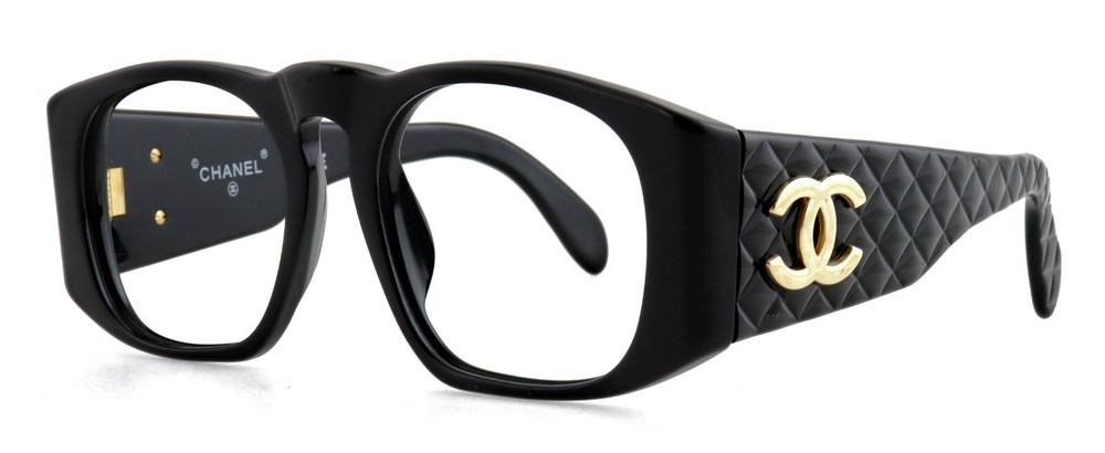 CHANEL Black Gold CC Logo Cocomark Eyeglasses Sunglasses Unisex Italy 01450 94305