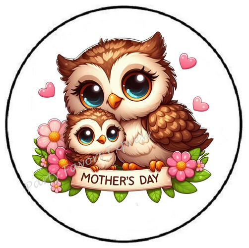 MOTHERS DAY OWLS ENVELOPE SEALS LABELS STICKERS PARTY FAVORS-image