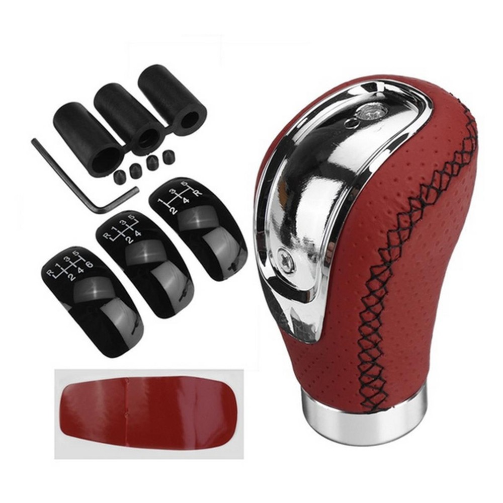 5/6 Speed Manual Universal PU Leather Red Car Gear Shift Knob