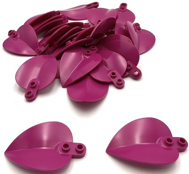 Lego 25 New Magenta Plant Plates Round 1 x 2 with Pointed Leaf Parts