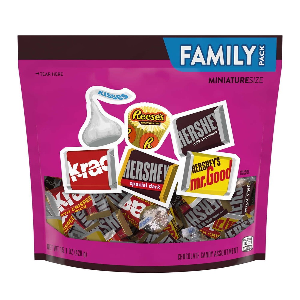 Hershey's and Reese's Miniatures Assorted Chocolate Candy, Family Pack 15.1 oz
