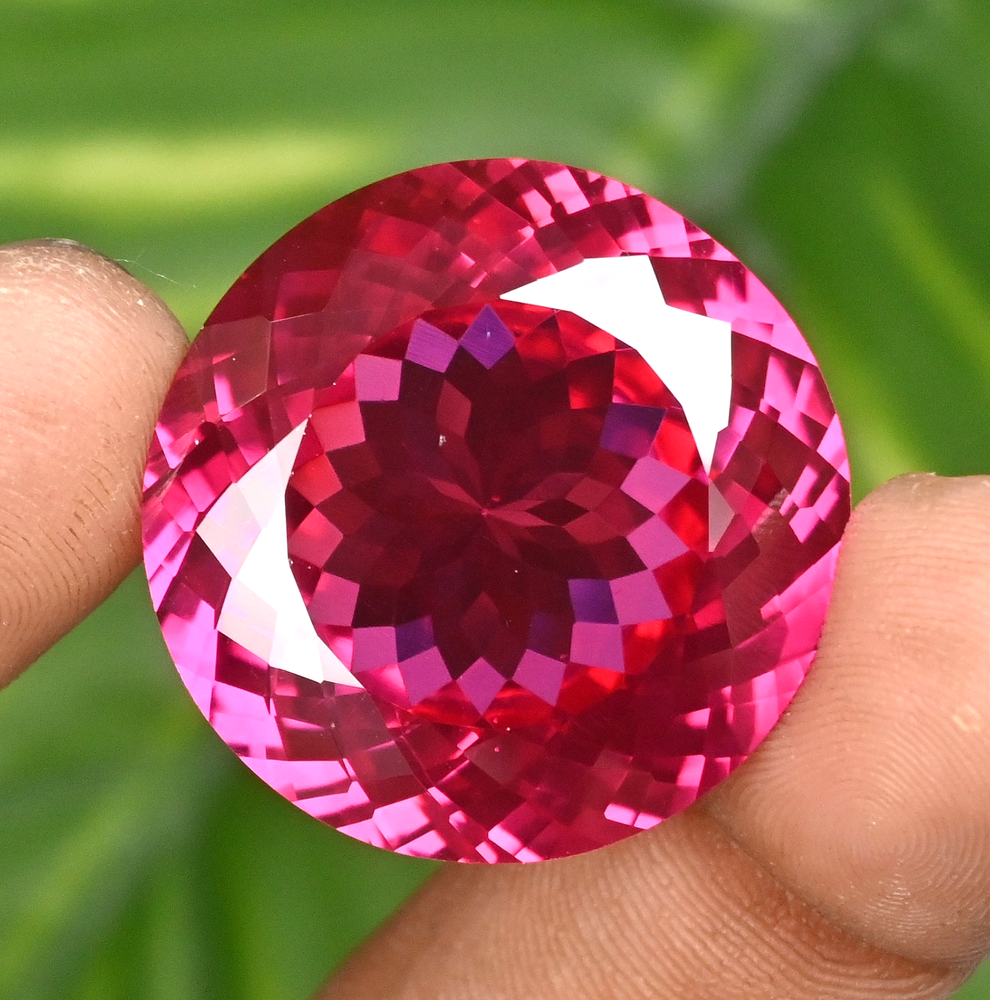 85.60 Ct Flawless Natural Mogok Red-Pink Ruby Certified Round Loose Gemstone