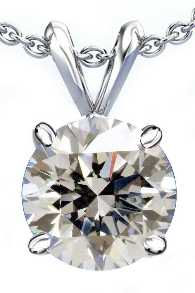 2.05Ct Vvs!-Near White Round Moissanite Diamond Solitaire 925 Silver Pendant