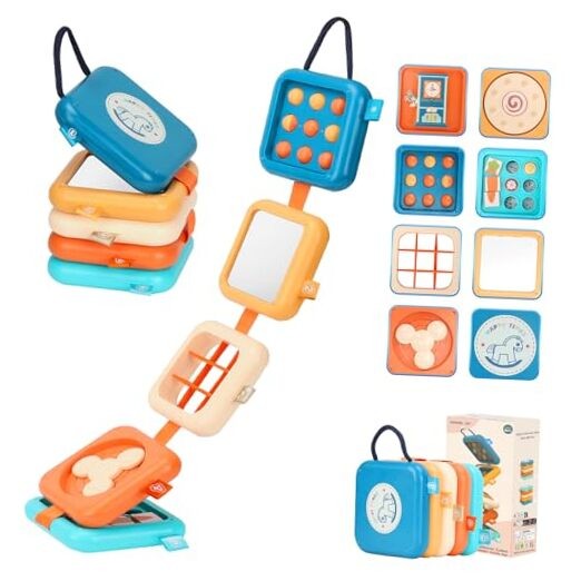 Montessori Busy Board for Toddlers 1-3 - Travel Sensory Toy for 1 Year Old