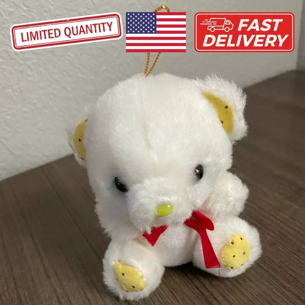 Mini White Plush Bear Ornament – 4