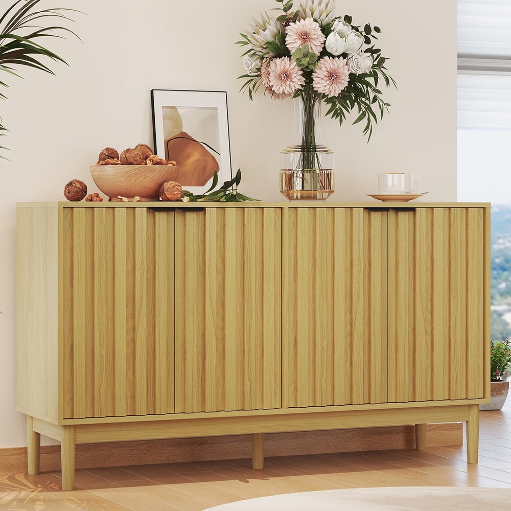 Otterease Buffet Cabinet with Fluted Door and Storage Sideboard for Dining Room