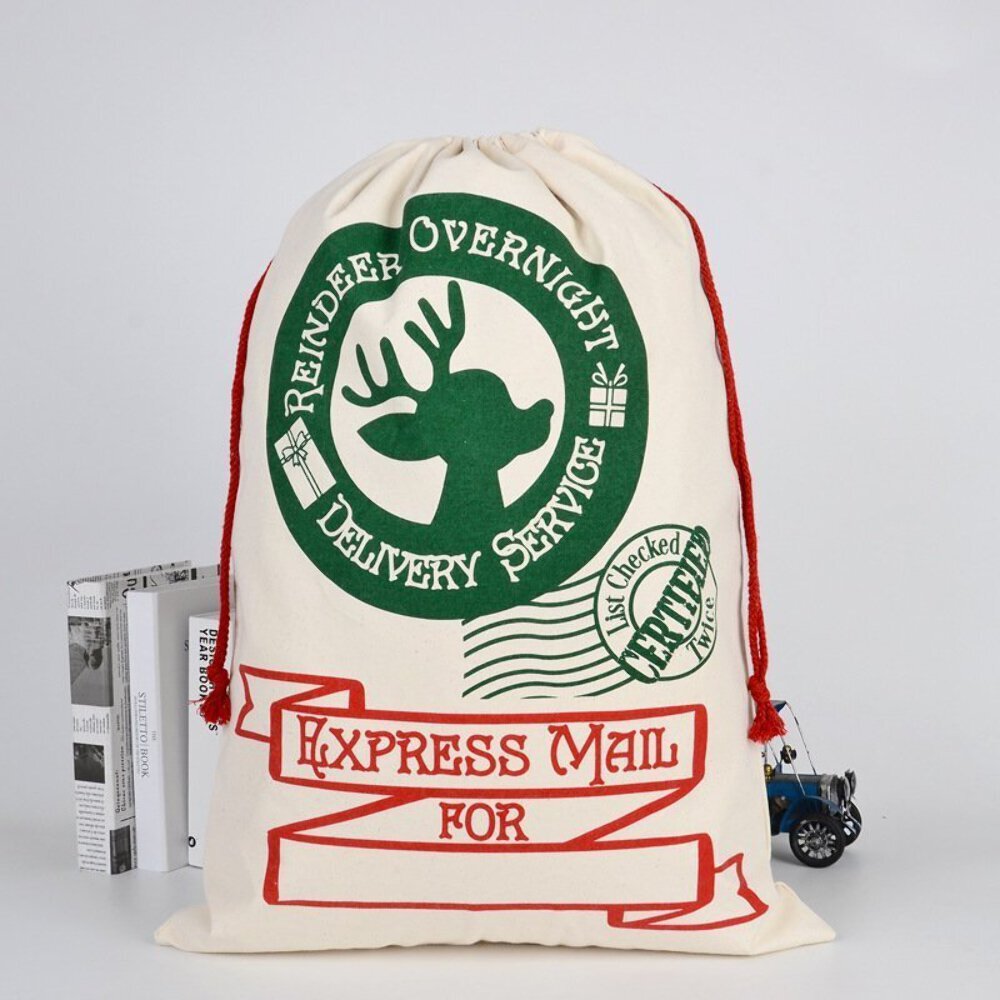 NNEDSZ 50x70cm Canvas Hessian Christmas Santa Sack Xmas Stocking Reindeer Kids G