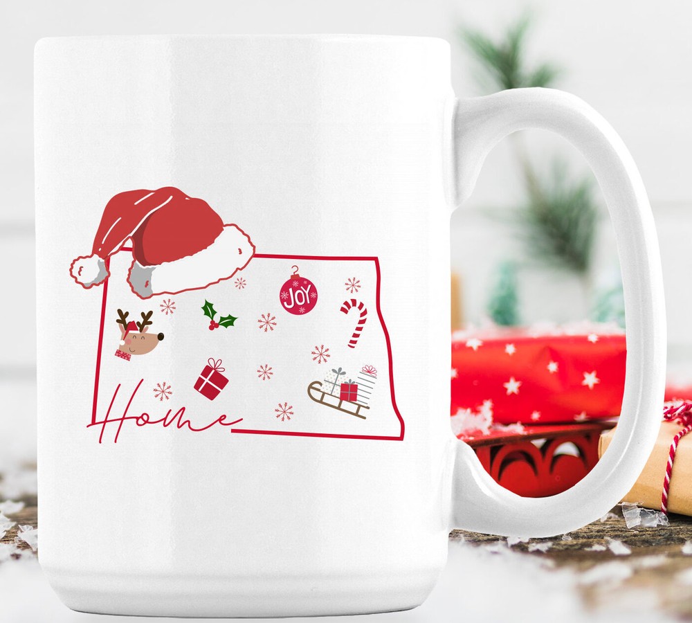 North Dakota Christmas Mug - Perfect Xmas Gift for ND Lovers