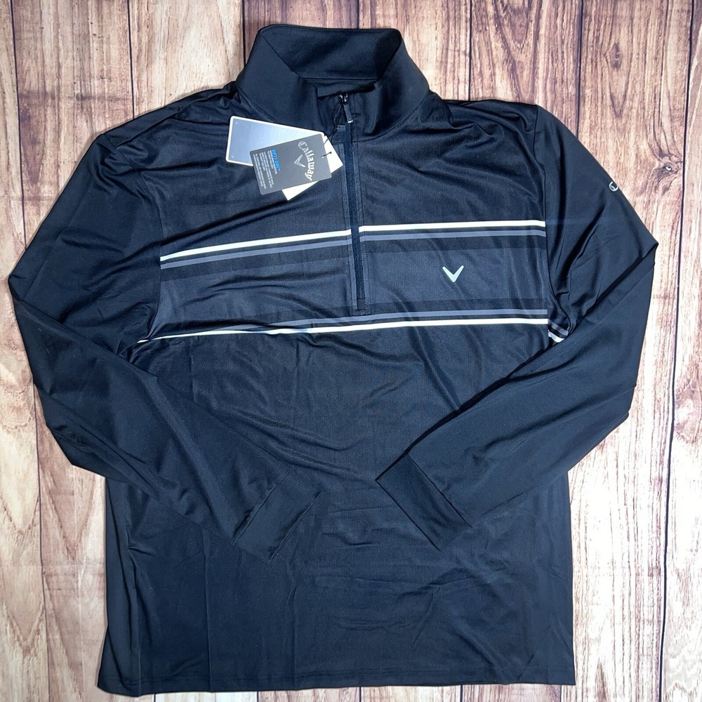 Callaway Opti-Dri 1/4 Zip Long Sleeve Stretch Black Pullover Men's Size XL