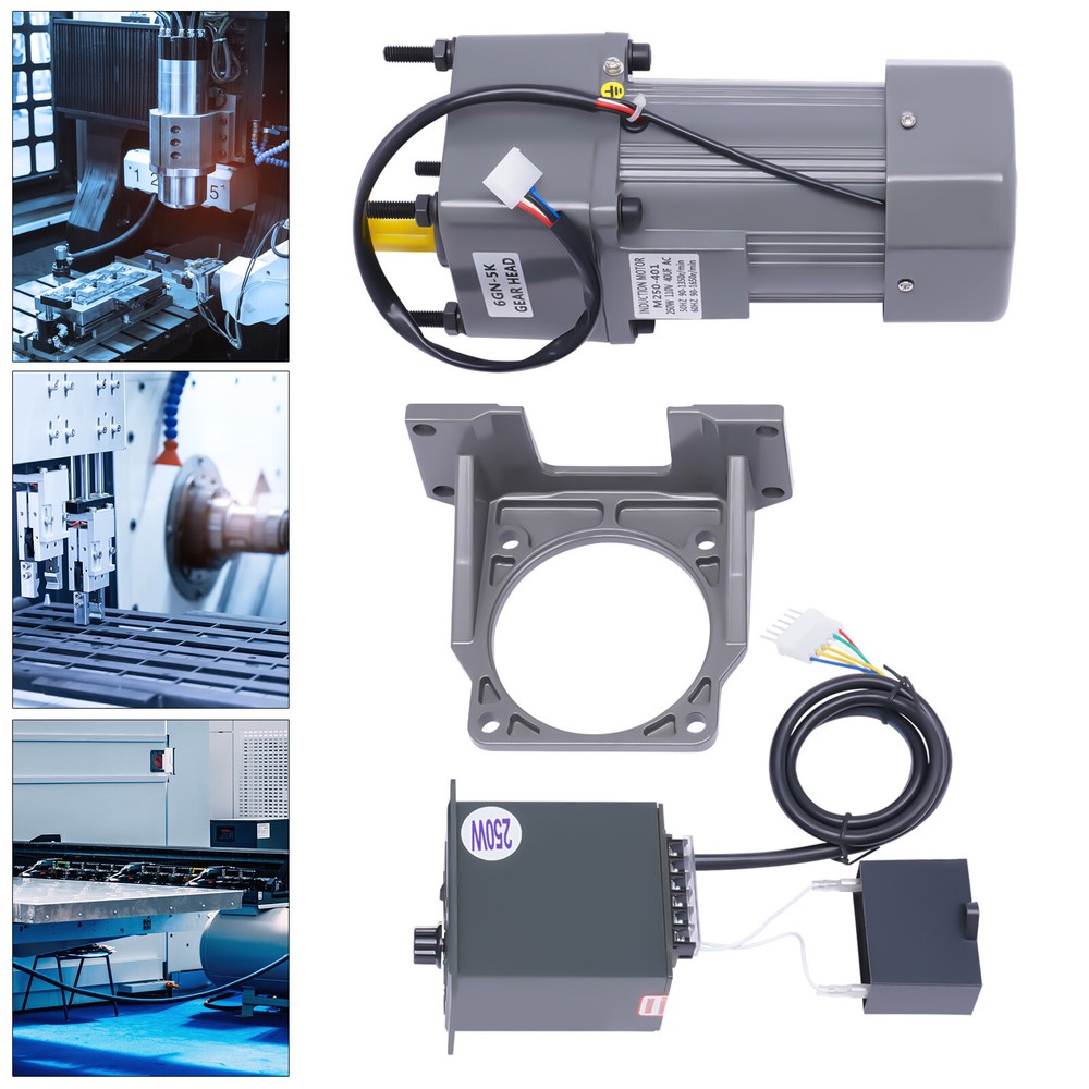 250W 110V AC Gear Motor with Variable Speed Controller and Bracket Single-Phase