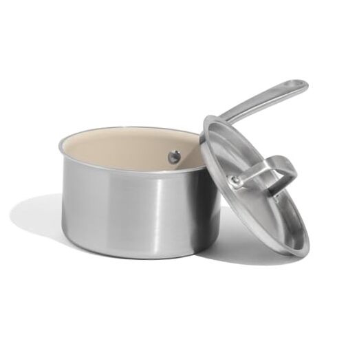 2 QT CeramiClad Nonstick Saucepan with Lid – 5-Ply Stainless Steel Cookware