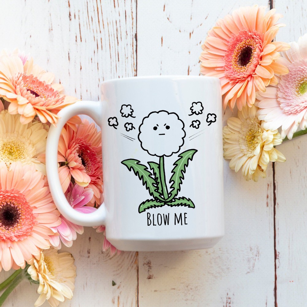 Dandelion Weedwhite Ceramic Coffee Tea Mug Digital Art