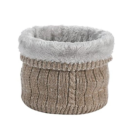 Winter Fleece Neck Warmer Scarf for Men & Women - Cold Weather Knit Gaiter in Khaki