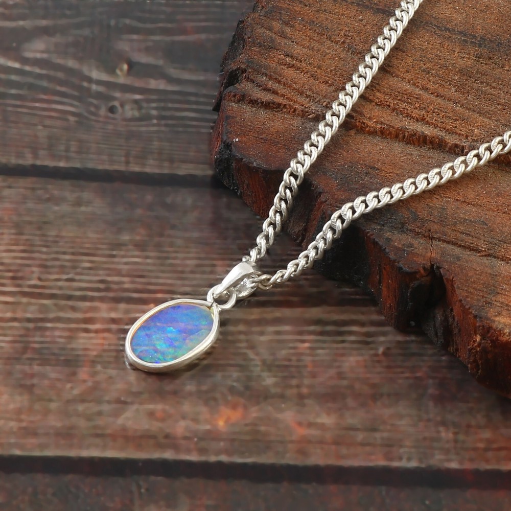 Natural Ethiopian Opal Gemstone Pendant Vintage Jewelry Christmas Sale J-111-image