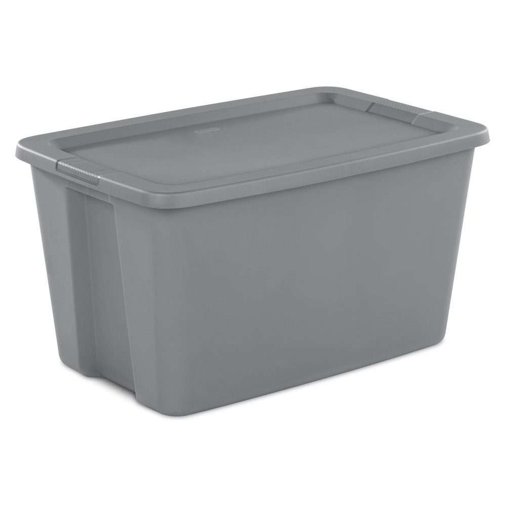 30 Gallon Gray Storage Bin with Snap-On Lid for Large Organization