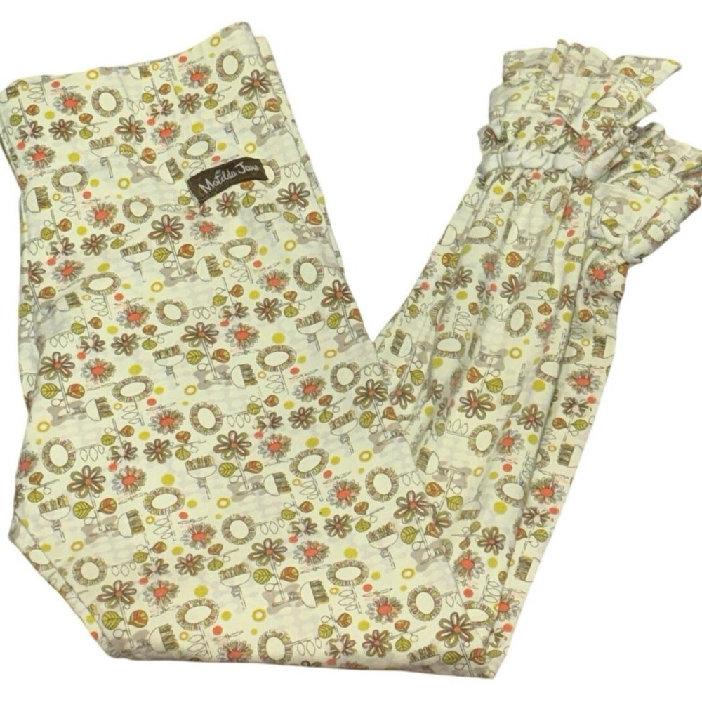 Matilda Jane You & Me Minny Leggings Sz.8 2011 Vintage Floral Ruffle Cuff Pants