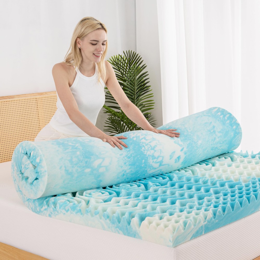 5-Zone Memory Foam Mattress Topper 2 Inch Twin XL, Cooling Infused Foam Mattr...