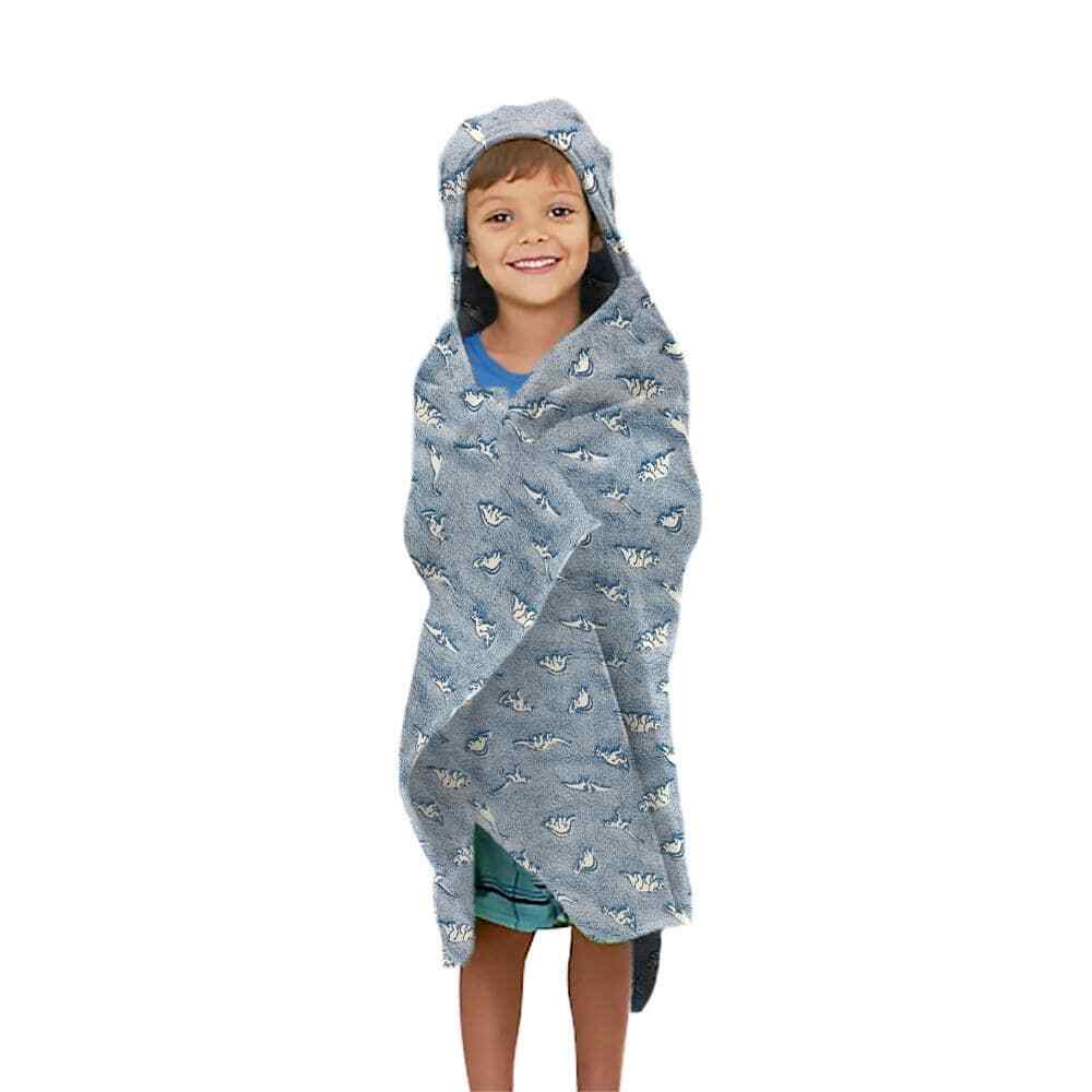 50x25 Kids Dinosaur Glow the Dark Hooded Throw, Blue