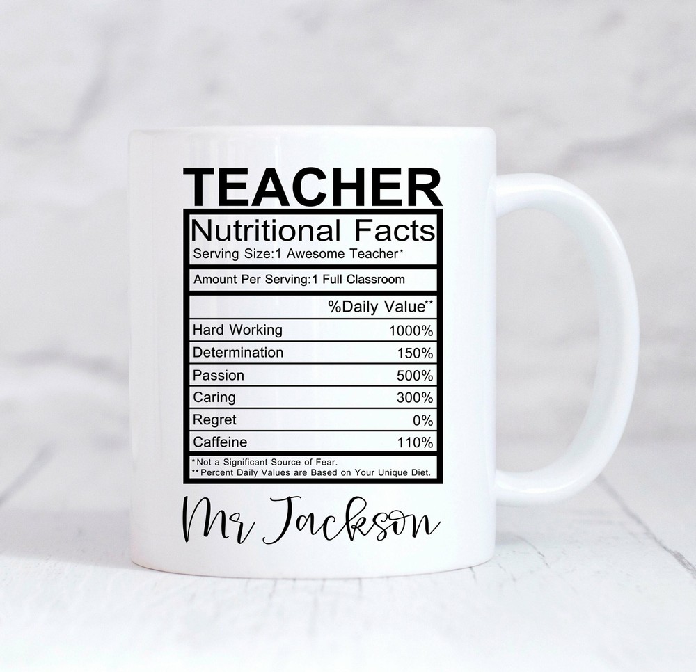 Personalised Teacher Mug Novelty Teacher Nutrition Coffee Mug Thank You Teacher