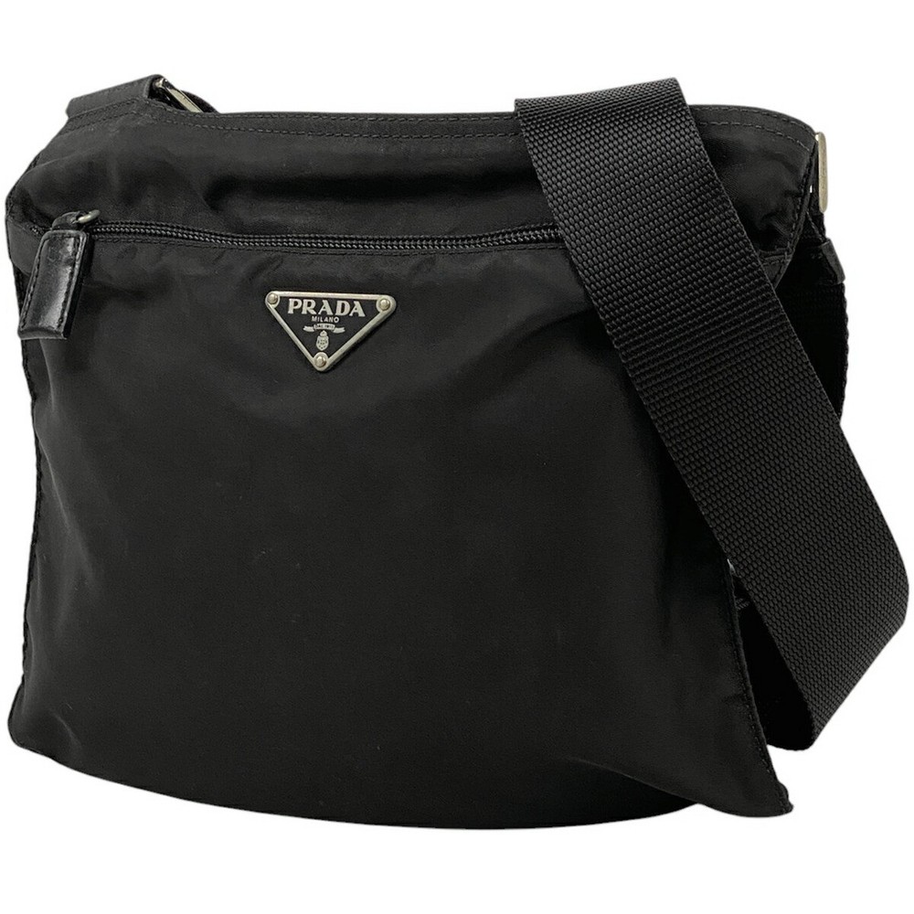 RARE PRADA Nylon Logo Plate Shoulder Bag Crossbody in Nero Stock Clearance