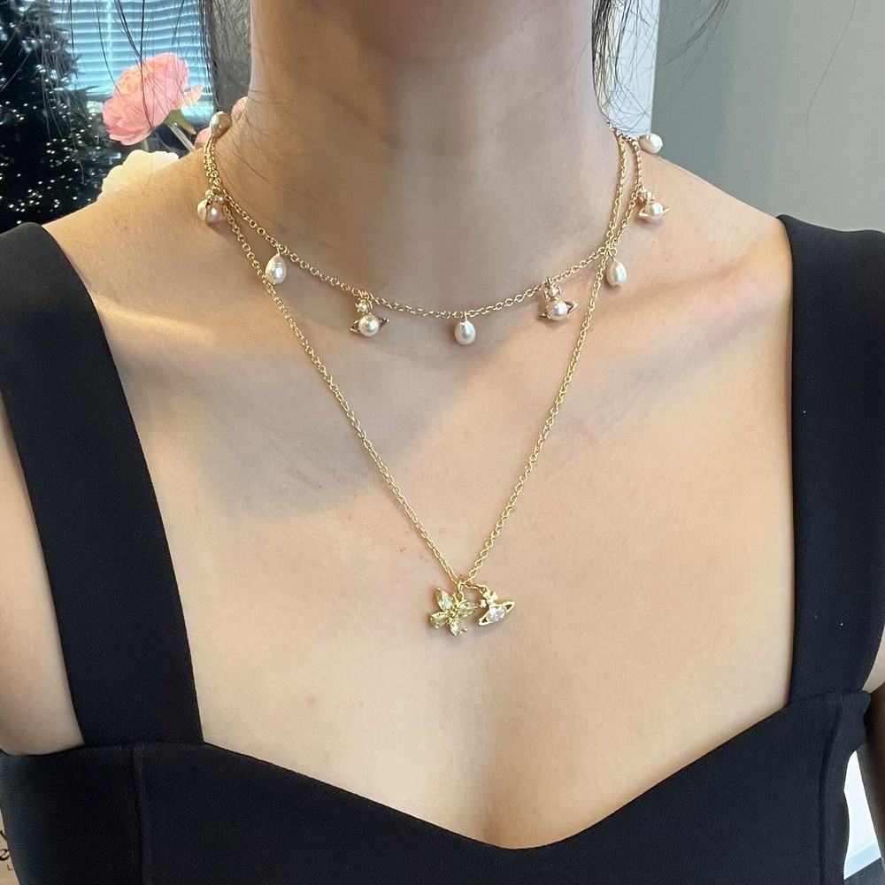 Vivienne Westwood  Baroque Pearl Chocker Saturn Orb Necklace With Box 015