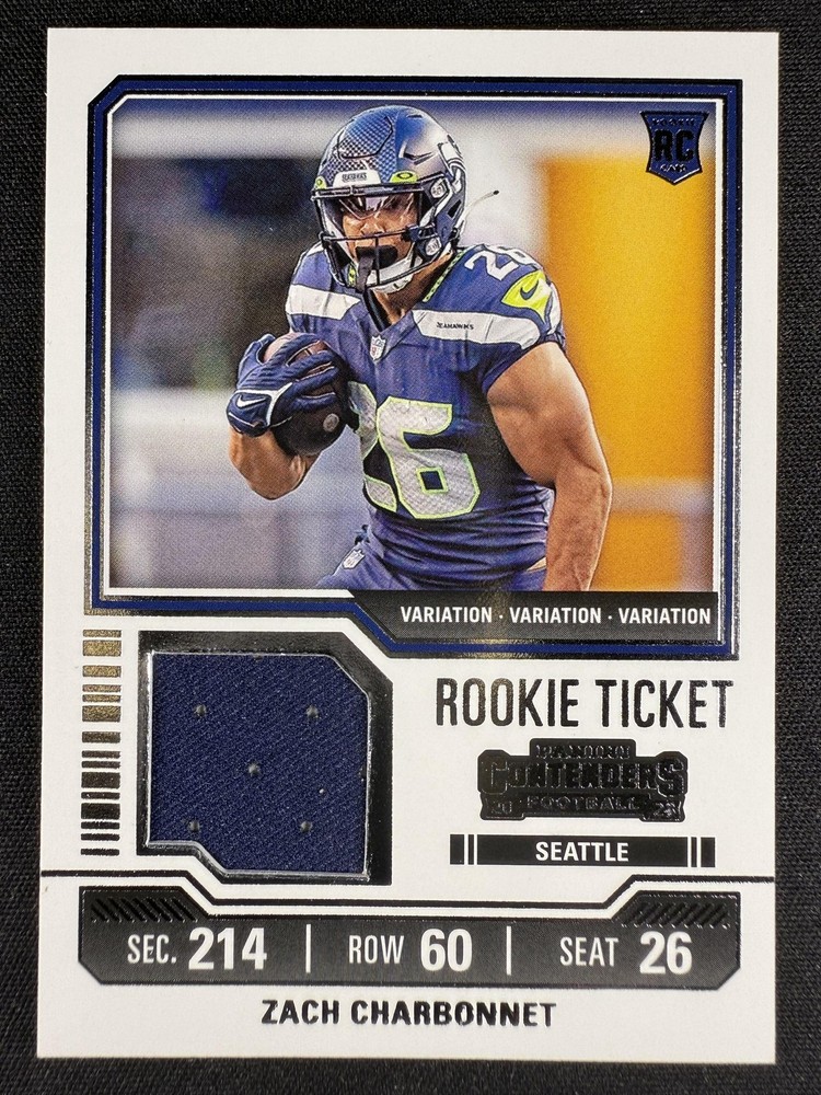 2023 Panini Contenders - Rookie Ticket Swatches Zach Charbonnet #TS38V Variations (MEM, RC)