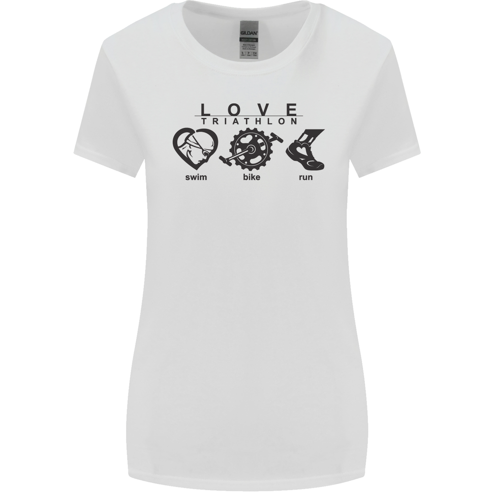 Love Triathlon Running Swimming Cycling Womens Wider Cut T-Shirt