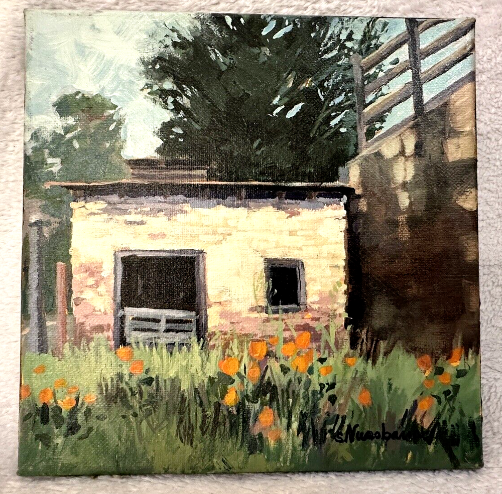 “Behind Testarossa” Original Acrylic Painting By Stacey Nussbaum 8x8 Canvas