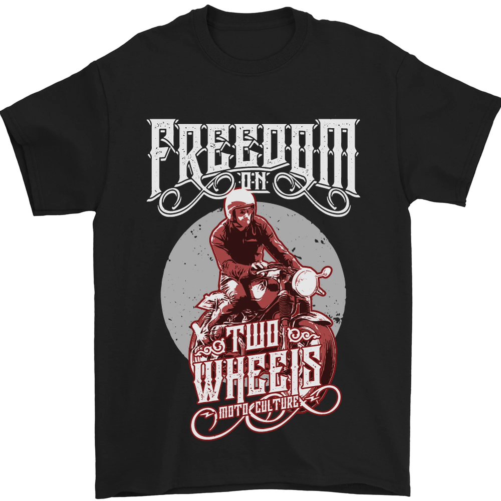 Freedom on Two Wheels Biker Motorbike Mens T-Shirt 100% Cotton