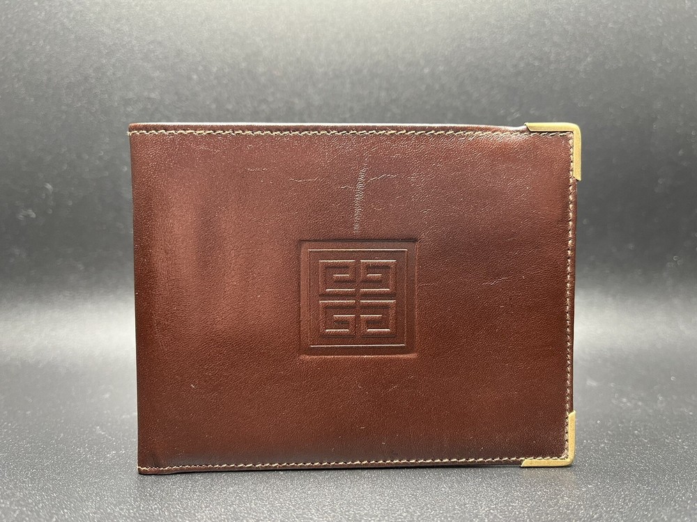 Vintage Givenchy Brown Leather Bifold Slim Wallet - Made In Spain