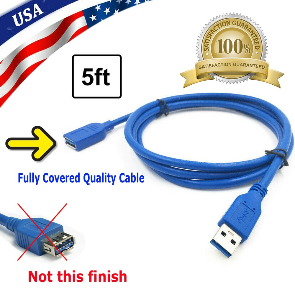 JacobsParts 5ft USB 3.0 Extension Cable U3A-EXT-E for Fast Data Transfer