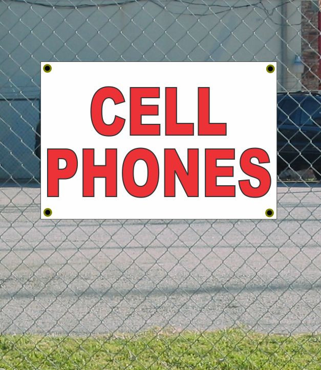 New 2x3 Red & White Cell Phone Banner Discount Size and Price